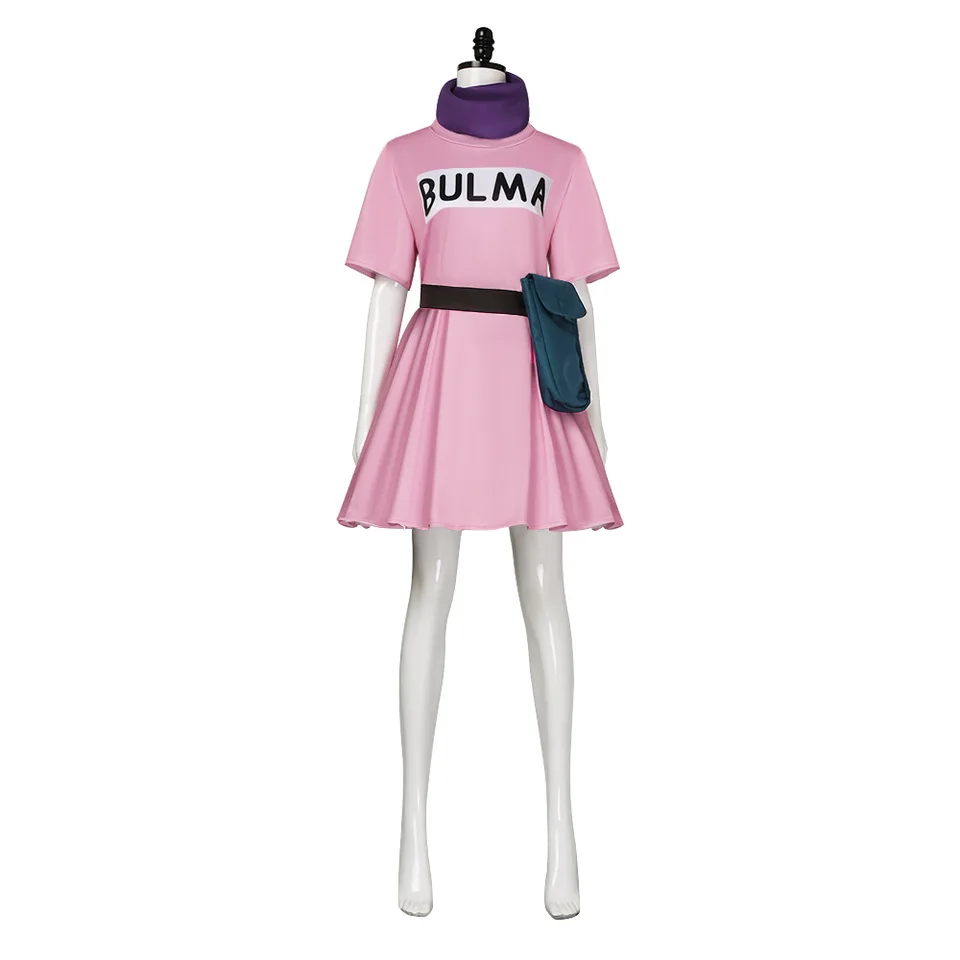 bulma pink dress costume Anime Bulma Cosplay Costume Pink Dress Uniform Kawaii Girls Full Set Outfits Halloween Carnival