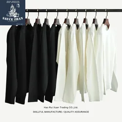 SauceZhan Tops & Tees Men's t-shirt Thick Cotton t-shirt for men Solid color  long sleeve Double-woven fabric Anti-shrinkage