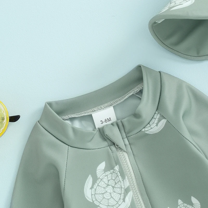 Long Sleeve Rash Guard Swimsuit Set for Toddlers with Matching Swim Cap 5