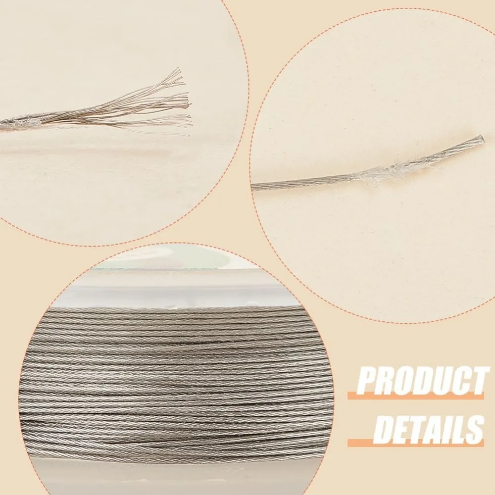 19 Strands Bead String Wire (0.015 inch/0.38mm 49FT) Nylon Stainless Steel Beading for Necklace Bracelet Making LightGray kit