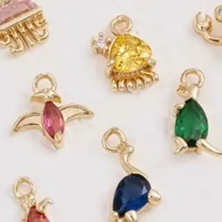 

14K Gold-Plated Dinosaur & Marine Life Small Pendant Inlaid with Colorful Zirconium - DIY Jewelry Making Pendant