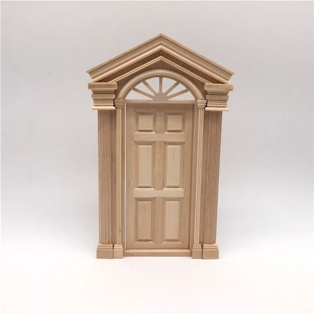 1/12 Poppenhuis Miniatuur Accessoires Mini Houten Zon Deur Simulatie 6 rooster Deur Model Speelgoed voor Poppenhuis Decoratie