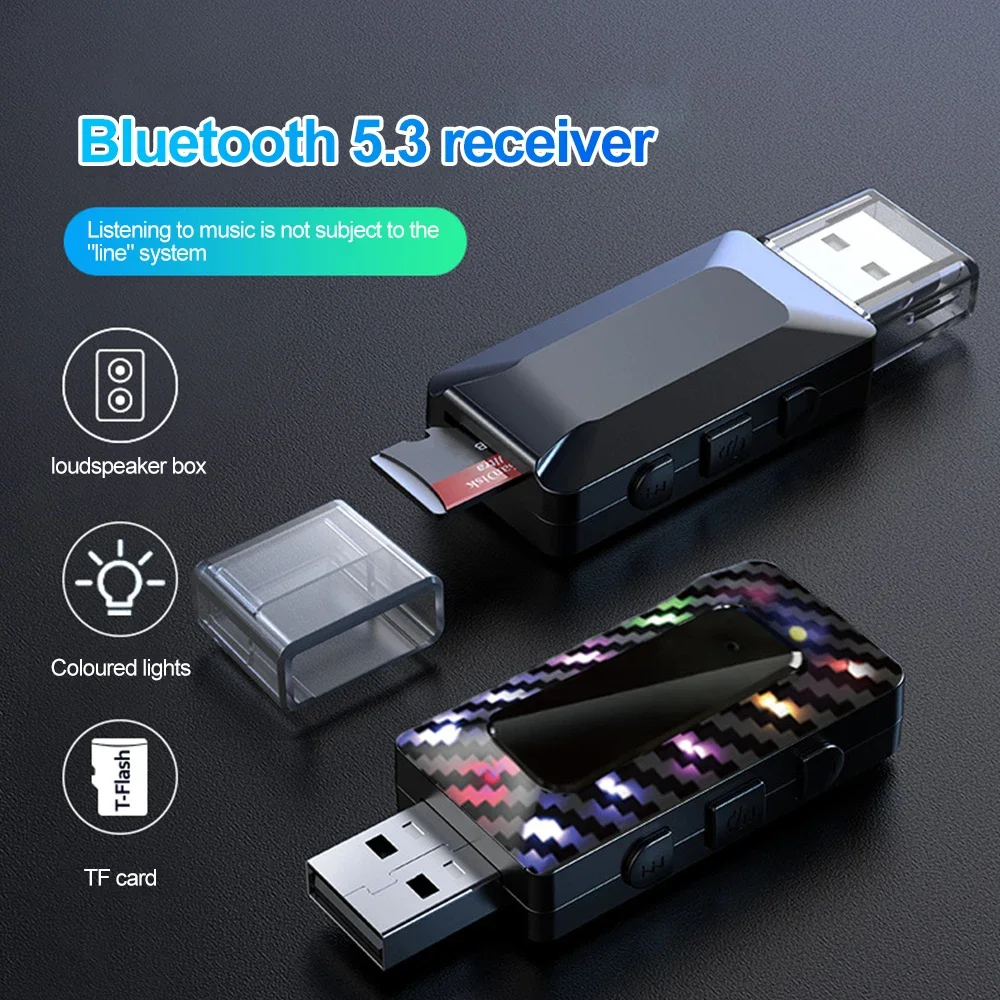 USB Bluetooth 5.3 Receiver Transmitter Handsfree 3.5mm AUX Jack TF USB Dongle Stereo Music Wireless Adapter For PC Car Kit