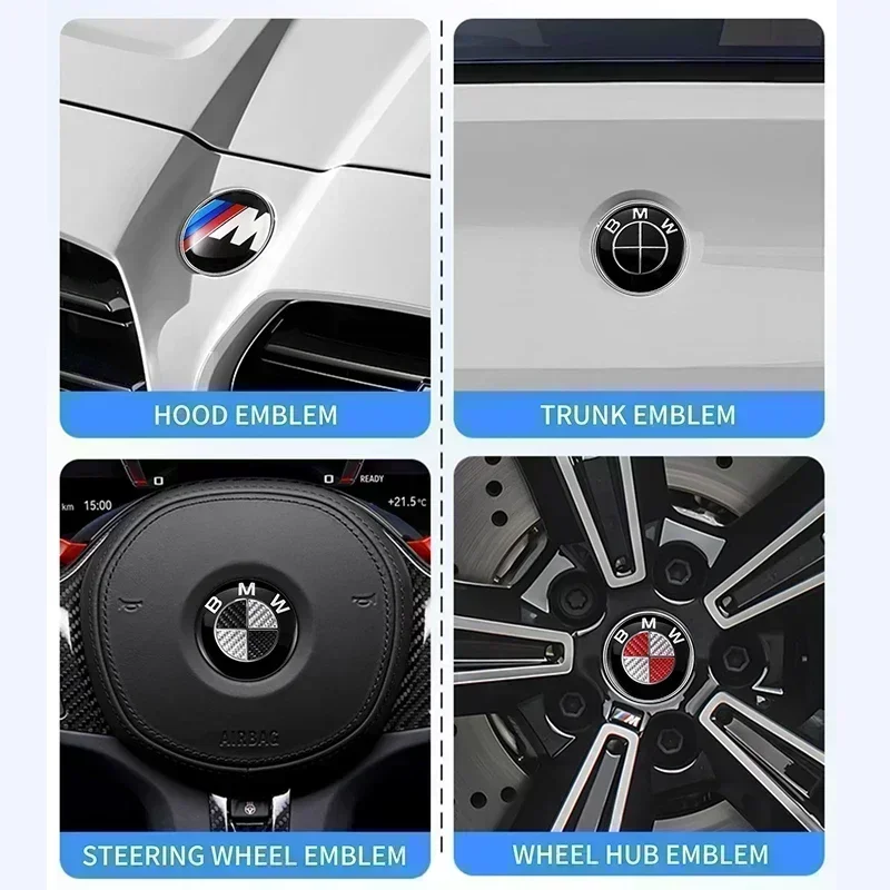 

7pcs Front Hood Emblem Car 50th Anniversary Logo 82mm+Rear Badge 74mm+Wheel Hub Cap 68mm Decoration Cover Styling for BMW M