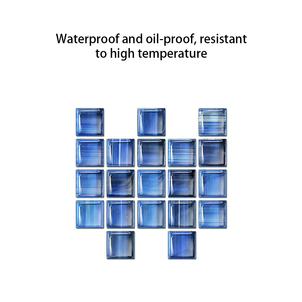 10 조각 모자이크 벽 스티커 자체 접착 타일 스티커 장면 레이아웃 액세서리 방 장식 블루 10*10*20PCS