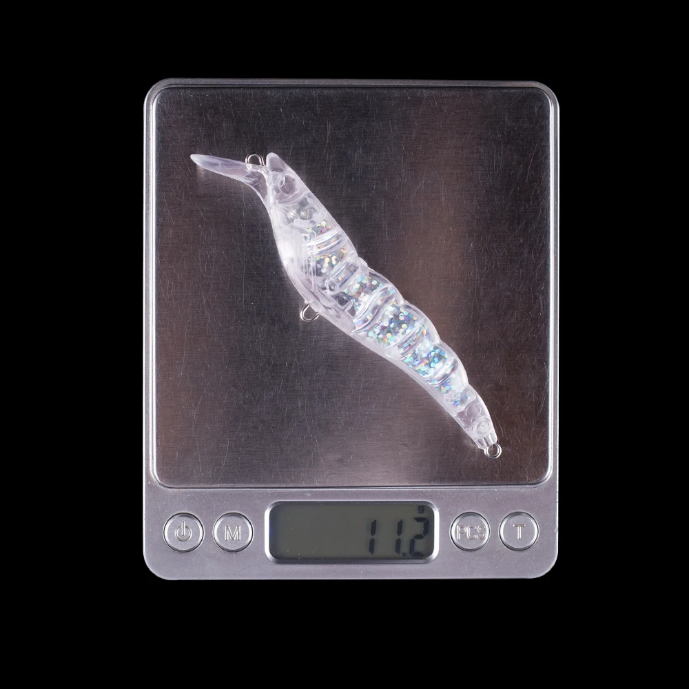 Hanlin 10/20pcs 10.5CM 11.5G Unpainted Shrimp Fishing Lure Minnow Baits Holographic Inside Artificial Hard Plastic Blanks Tackle