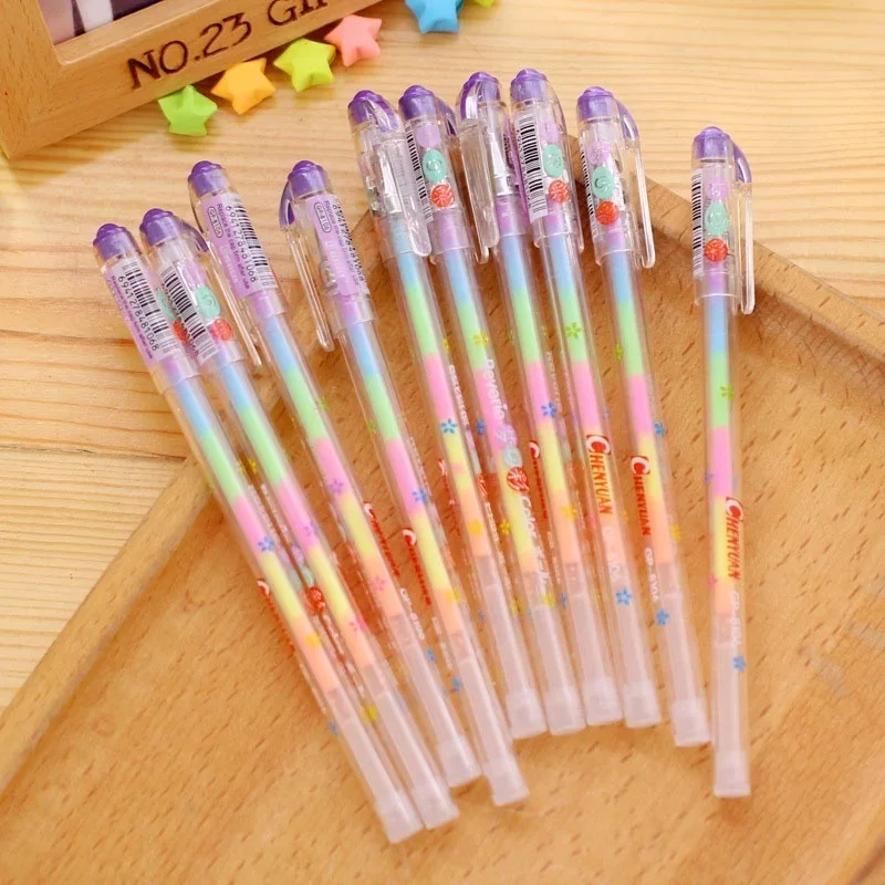 Pluma de tiza de agua de 6 colores, bolígrafos de Gel de acuarela Kawaii bonitos, suministros escolares de oficina, papelería coreana para