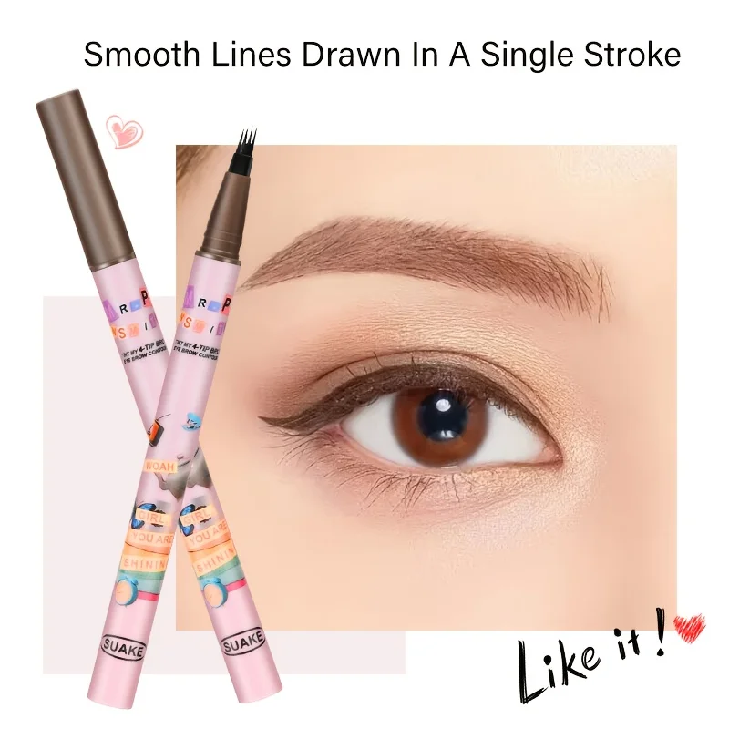 Juego de lápices para cejas de agua de 4 puntas, efecto Microblading, trazos ultrafinos, impermeables, duraderos, cejas naturales, 5 piezas