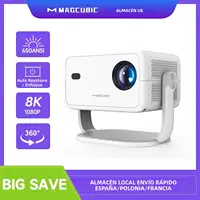 Proyector Magcubic Native 1080P 650ANSI 8K Android14 L018 con enfoque de corrección Keystone automática Wifi6 BT5.4 película portátil al aire libre