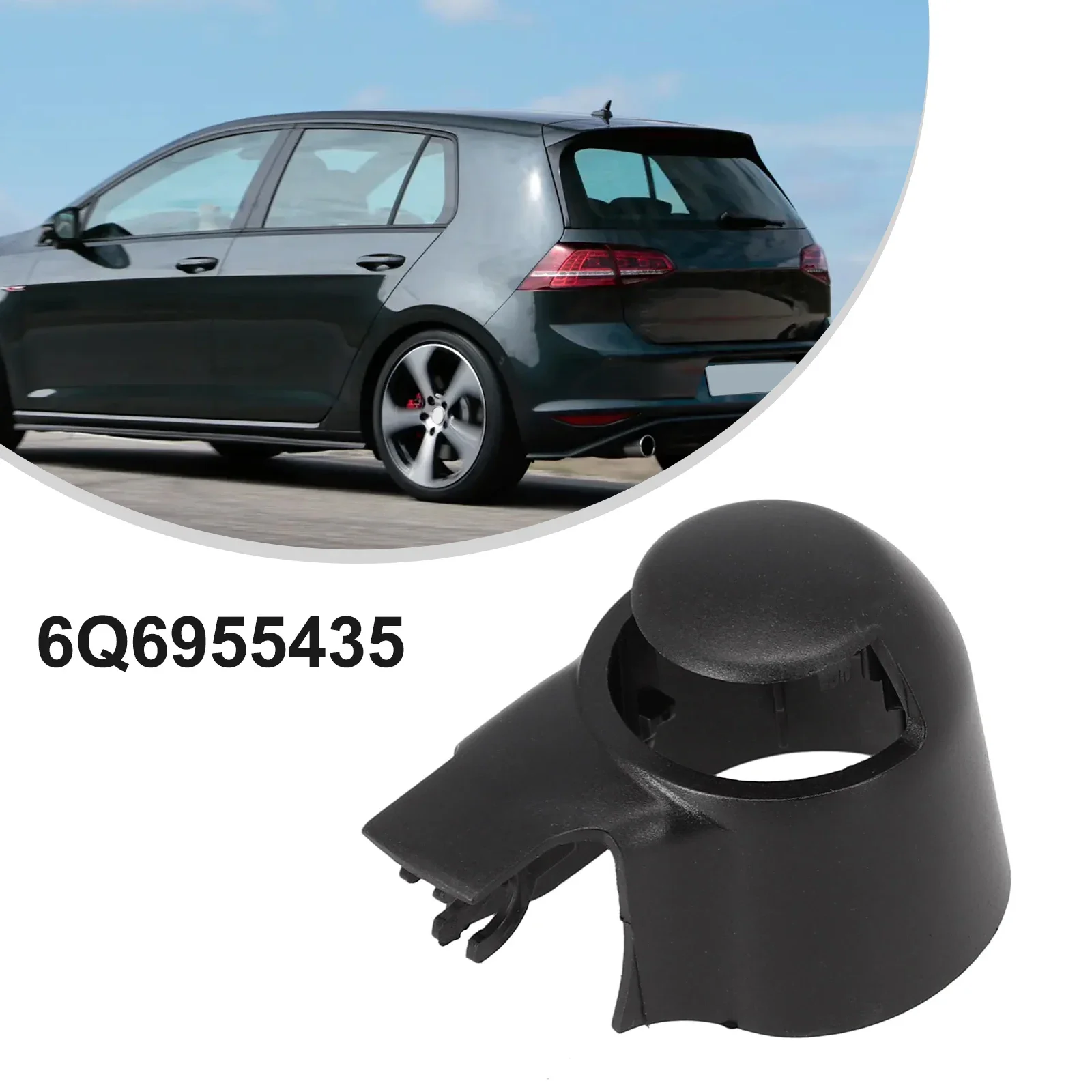 1pc Rear Wiper Cover Cap Black For Rabbit For Golf For Passat 6Q6955435 Rear Wiper  Cover Easy To Install BLACK Plastic NEW