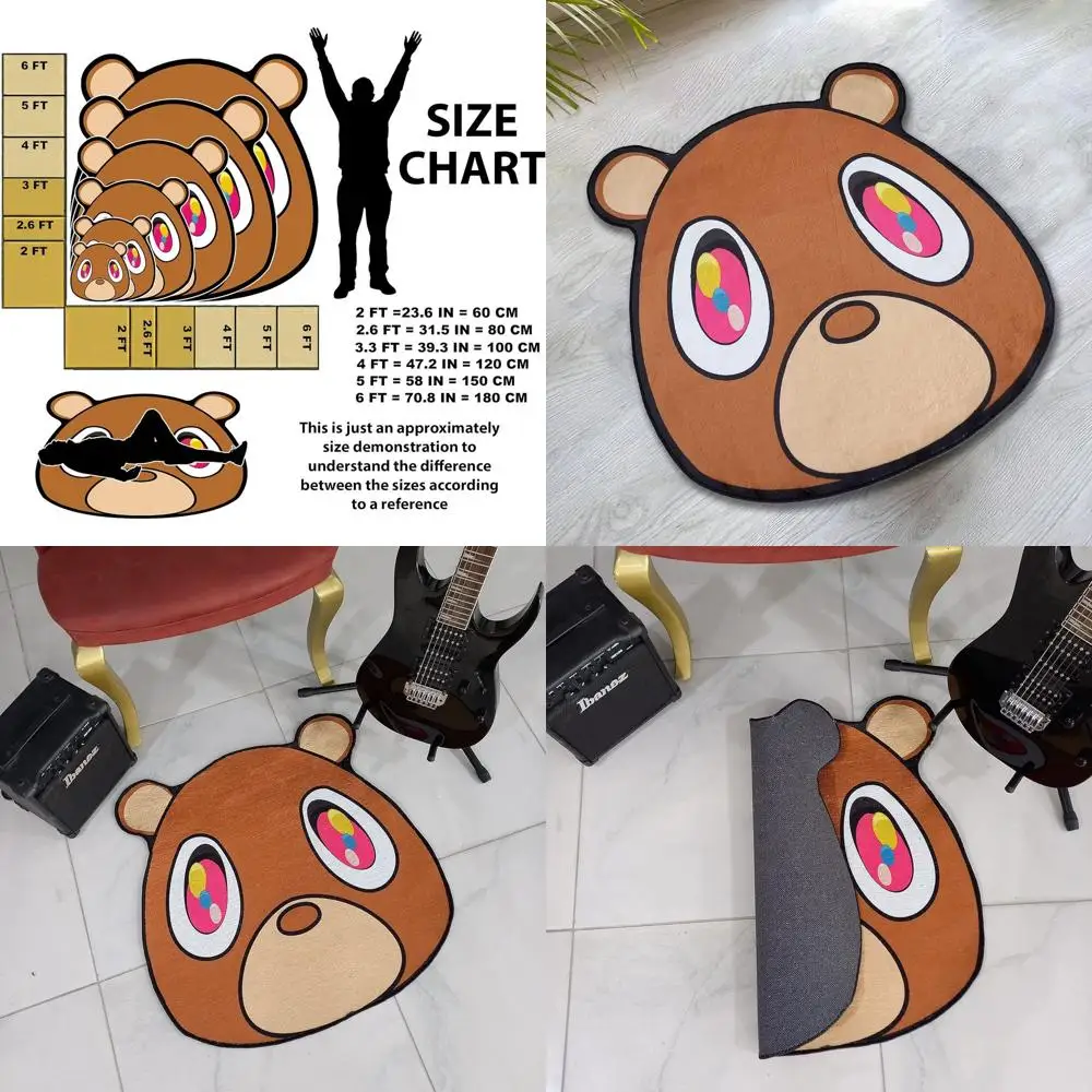 Plush Chenille Bear Shaped Rug for Music Lovers