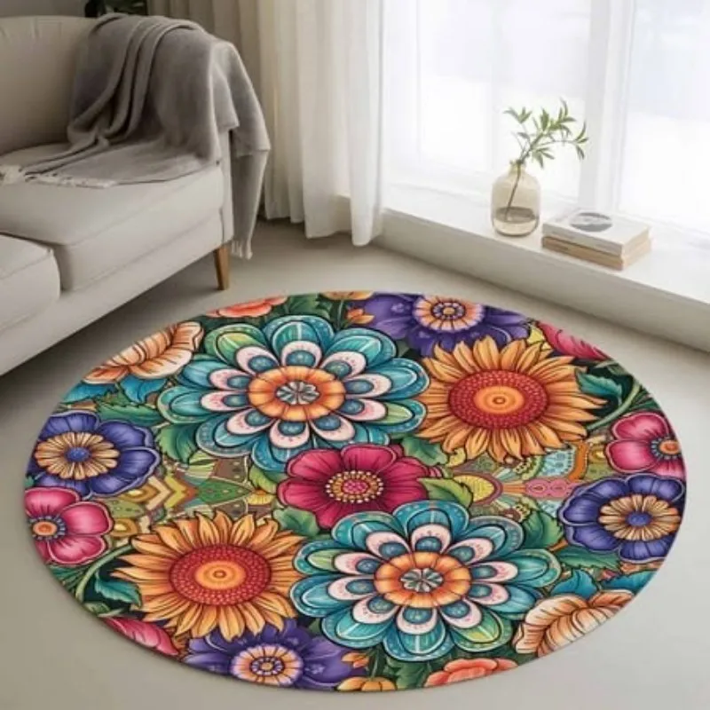 Marble Texture Round Rug Area Rugs Living Room Fluid Wave Line Carpet Modern Home Decor Floor Mat Computer Bedside Chair Mats