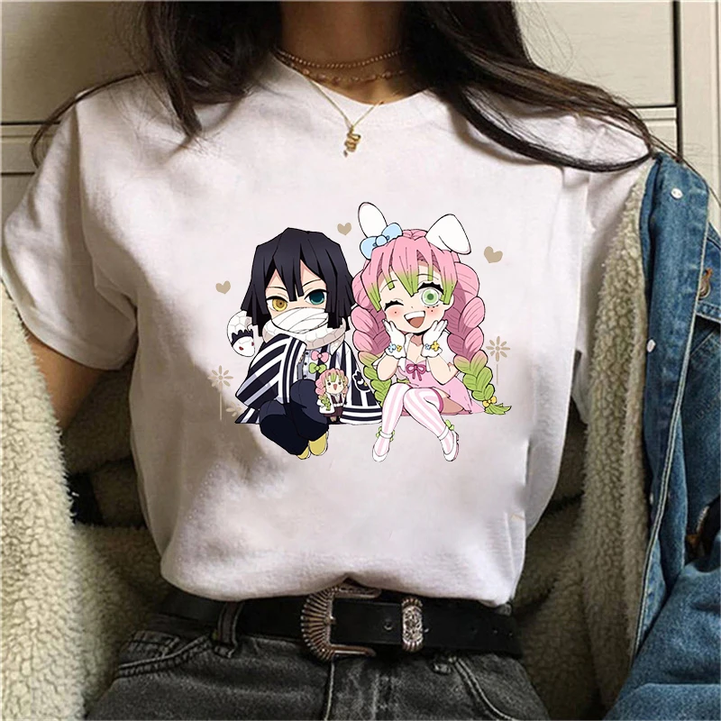 

New Unisex Short Sleeve Cartoon Kanroji Mitsuri Iguro Obanai Print T Shirts Causal Harajuku Tops Funny Anime Couple's T Shirts