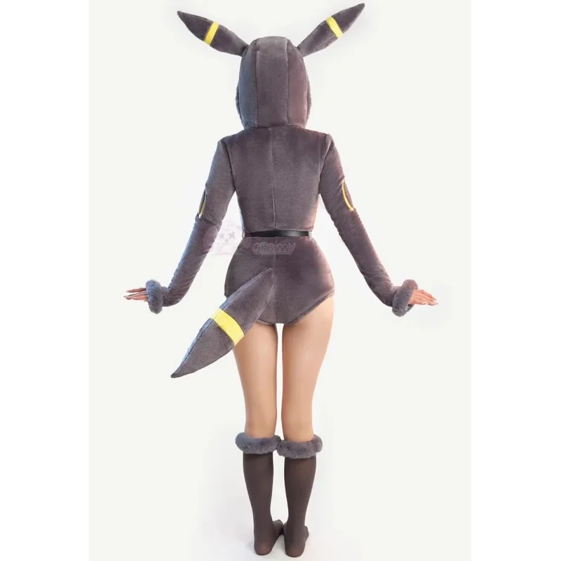 2025 New Anime Derivative Women Sexy Lingerie Bodysuit Plush Hooded Deep V Romper and Socks with Belt and Tail Cosplay Costu ☆ ☆