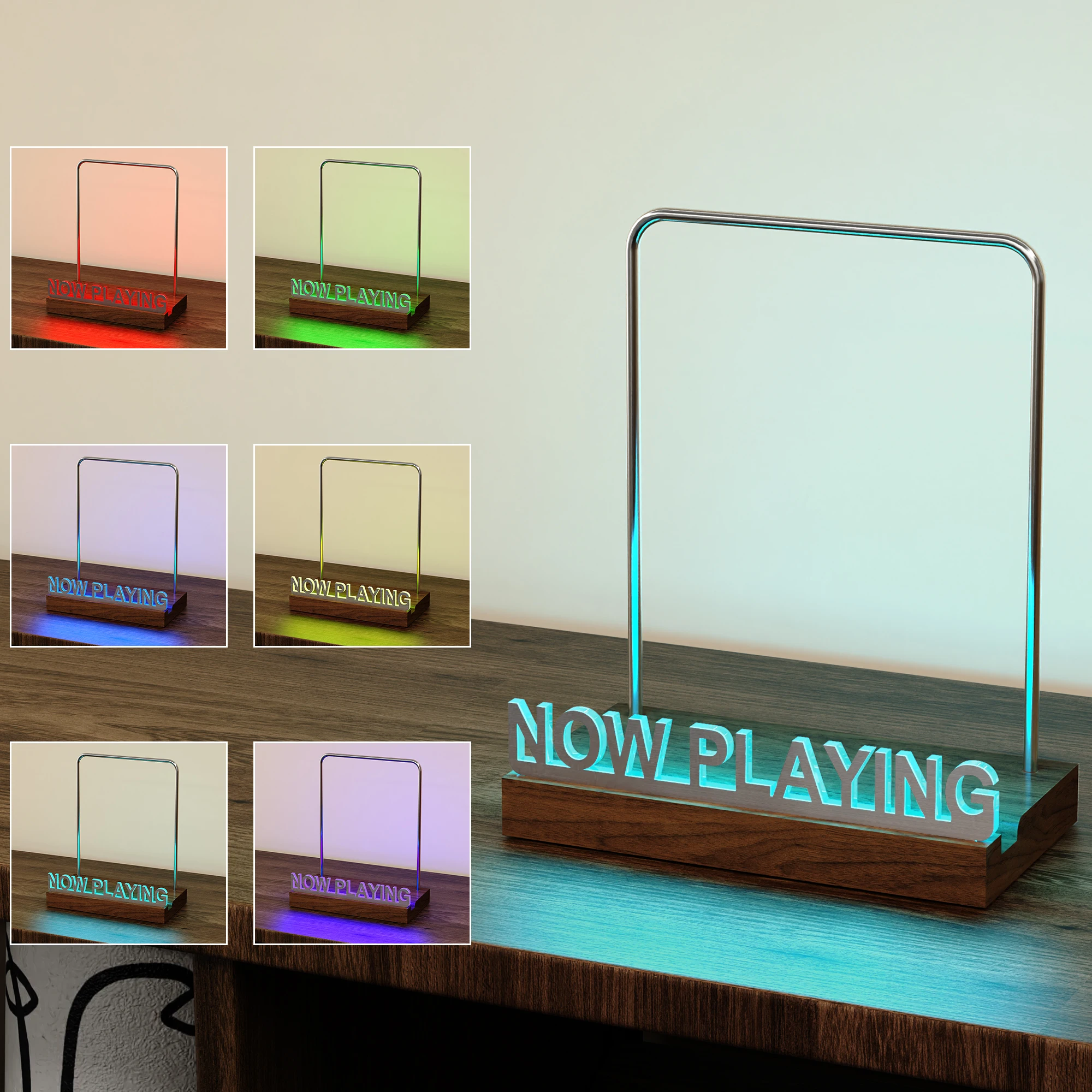 LED Now Playing Vinyl Record Stand, 7-Color Light Up Album Display, Acrylic Record Holder for LP Storage Decor (Silver Letters) view 4