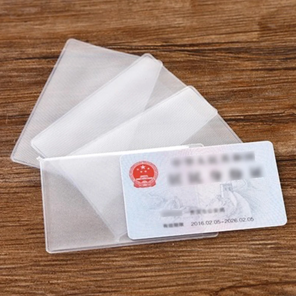 

12Pcs Transparent Bus Holder for Credit Bank Identity Meal Card Dull Polish Cover Against Scratches and Loss