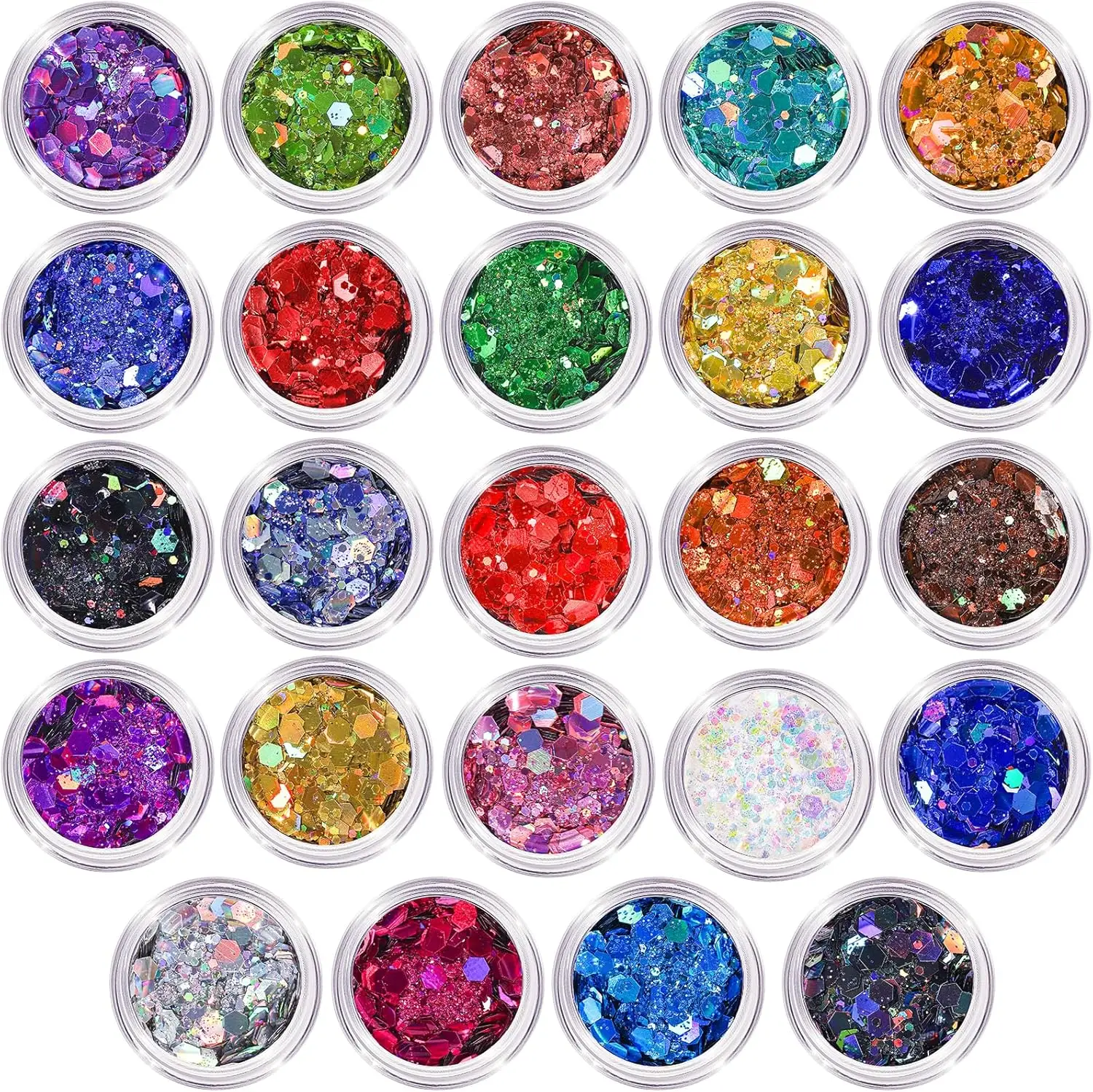 

24pcs Holographic Chunky Nail Glitter Sequins Mermaid Mirror Hexagon 3D Iridescent Glitter Flakes Nail Powder Body Make Up DIY