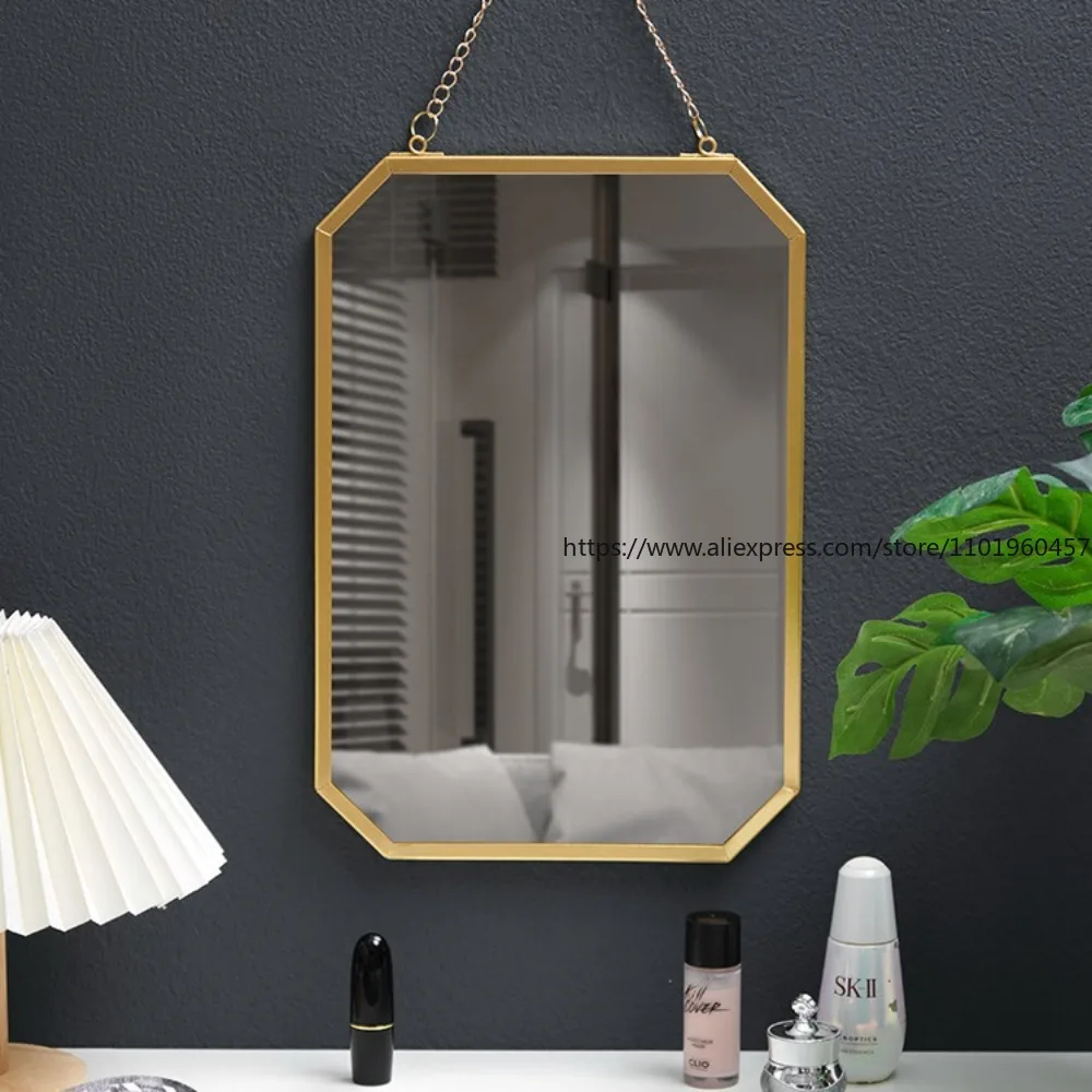 Nordic-Style Wrought Iron Square Wall-Mounted Mirror BathroomWall-Mounted Vanity Mirror Wall-Mounted Makeup