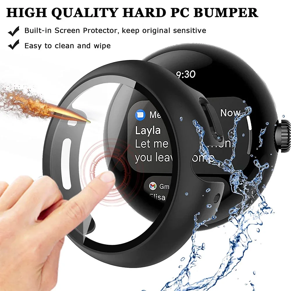 Tempered Glass+Case For Google Pixel Watch 2 Screen Protector Glass Cover 2 in 1 Bumper For Google Pixel Watch Protective Cover