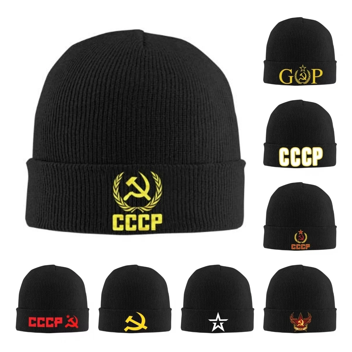 CCCP HAMMER AND SICKLE Soviet Hammer Knit Hat Beanies Autumn Winter Hat Russian Communist Warm New Caps Men Women