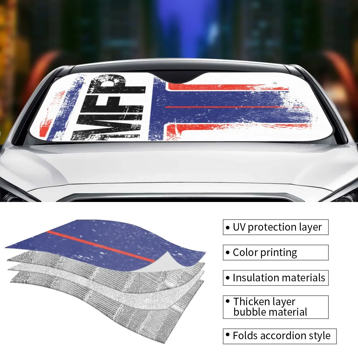 MFP-Parabrisas de la patrulla principal de la fuerza, parasol de 70x130cm, láminas Mad Max, Protector UV para coche