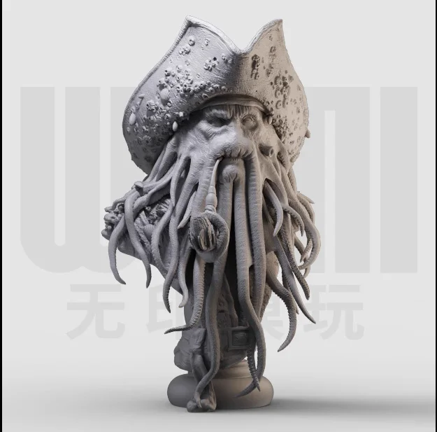 

1/16 Scale Resin Bust Pirate Davy Jones Unpainted Figures Resin Model Figurines Miniature Collection Hobby Toys 5cm