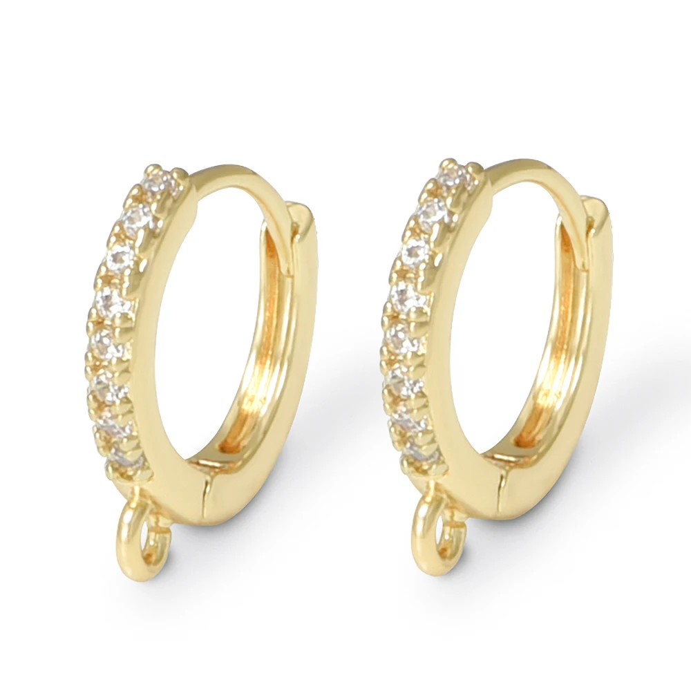 1 Pair Earring Hooks Brass With Zircon 18K Gold/ Rhodium Plated Earwires Fastener DIY Earring Jewelry Making Accessories