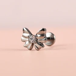 A G23 titanium lip ring/lip stud piercing jewelry with a simple and personalized butterfly-shaped zircon inlay