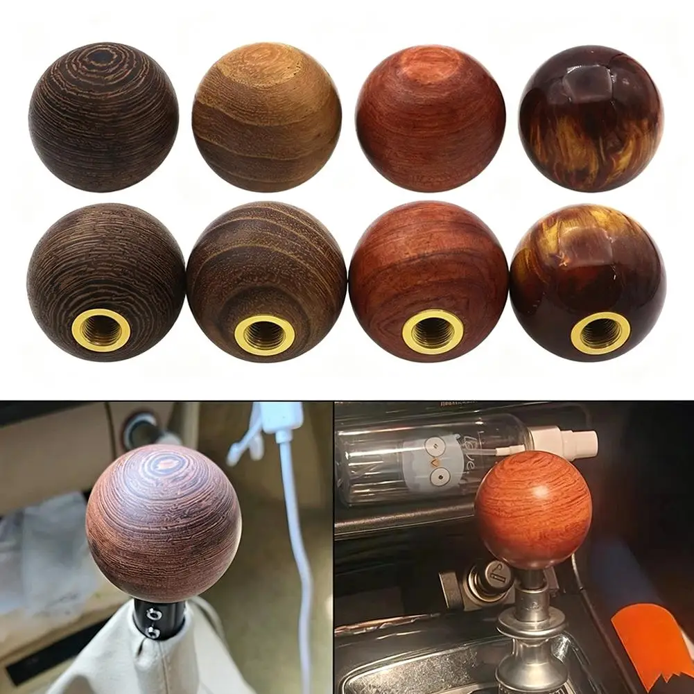 Solid Wood Gear Shift Knob Manual Gear Shift Knob Universal Threaded Modification Personalized Round Car Gear Shift Knob