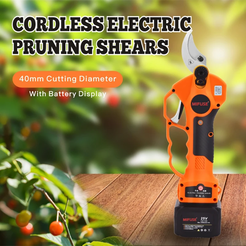 25mm LCD Display Battery Powered Cordless Electric Scissors Pruning Shears Tree Pruner Secateur Electrique