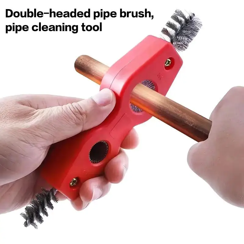 4 In 1 Double-headed Copper Pipe Brush Copper Tube Polishing Inside Outside Reamer Pipe Cleaner Chamfering Tool Pipe Deburrer
