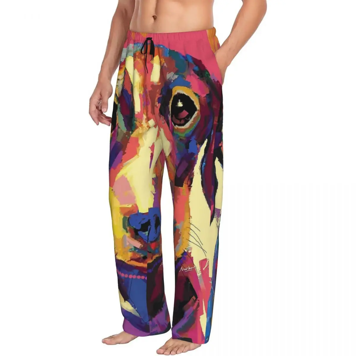 Custom Dachshund Pajama Pants Men Sleepwear Sleep Lounge Bottoms with Pockets