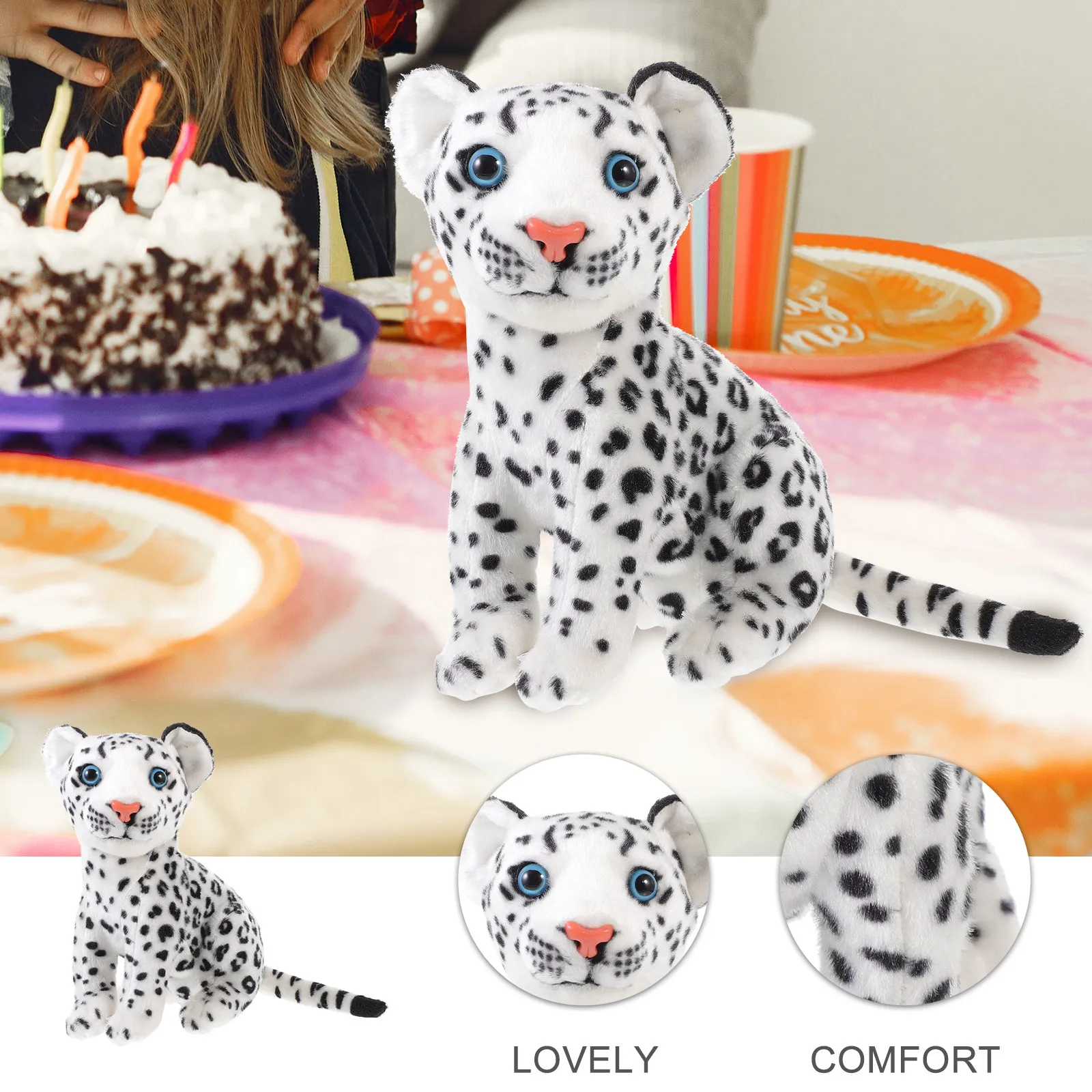 

Cartoon Snow Leopard Stuffed Animal Soft Comfortable Pillow Bedroom Sofa Decorative Cute Snow Leopard Plushie Home Desktop Fun