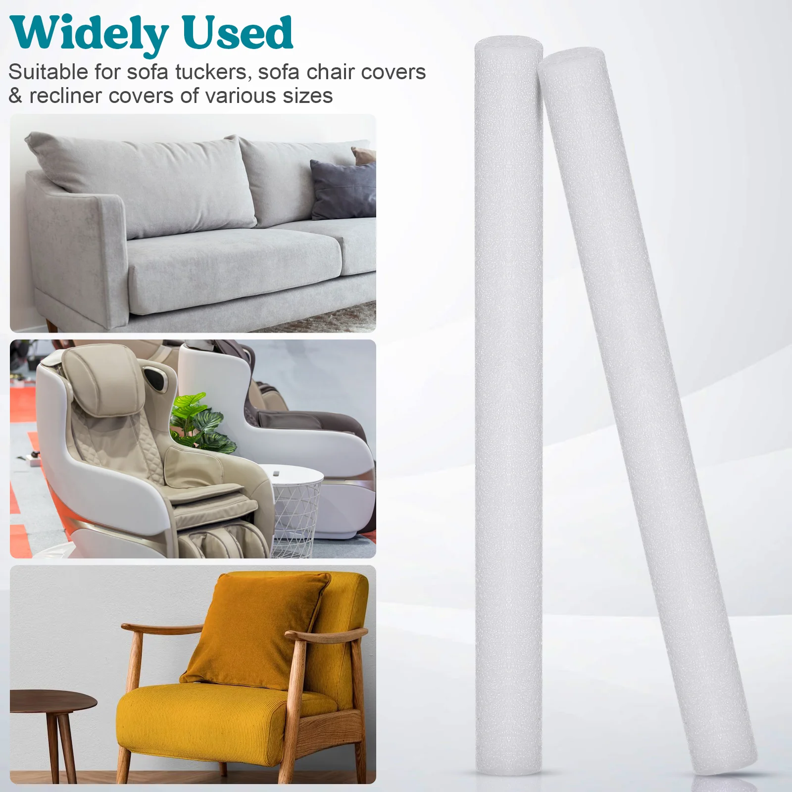 14 Pcs Foam Caulk Stick White Sticks Couch Slipcover Foams Non-slip Sofa Strip Gaps between and