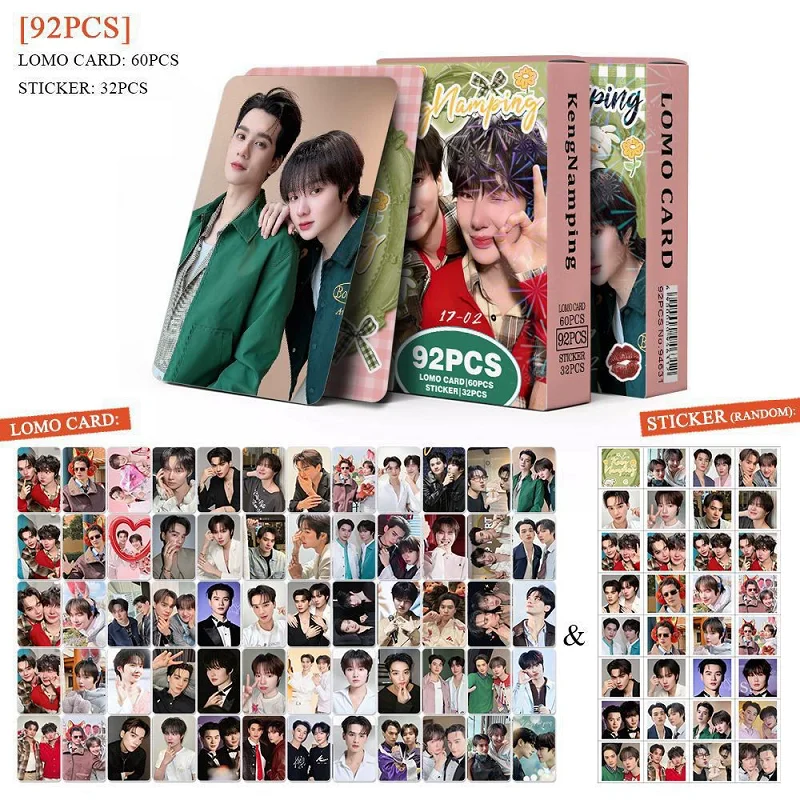 92PCS KengNamping Photo Cards Set - Thai BL Actor Lomo Card  HD Small Cards with Bonus Stickers for Drama Lovers