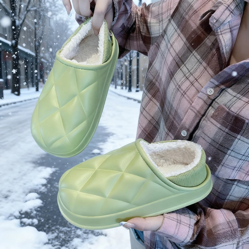 شبشب شتوي مريح للنساء مقاوم للماء من القطيفة للاستخدام الداخلي والخارجي وغير قابل للانزلاق، كعب دافئ ومضاد للرائحة، تصميم مريح