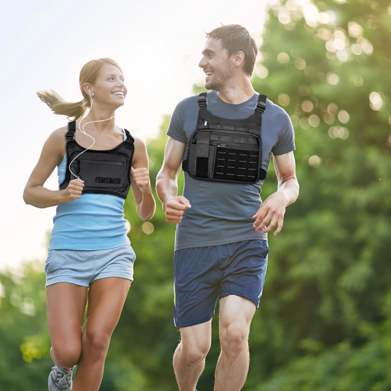 

Практичная легкая нагрудная сумка для бега с несколькими карманами