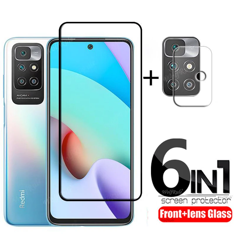 6-in-1สำหรับ Xiaomi R edmi 10 2022แก้วสำหรับ R edmi 10 2022กระจก HD 9H ป้องกันหน้าจอแบบเต็มสำหรับ R edmi 10 2022เลนส์แก้ว