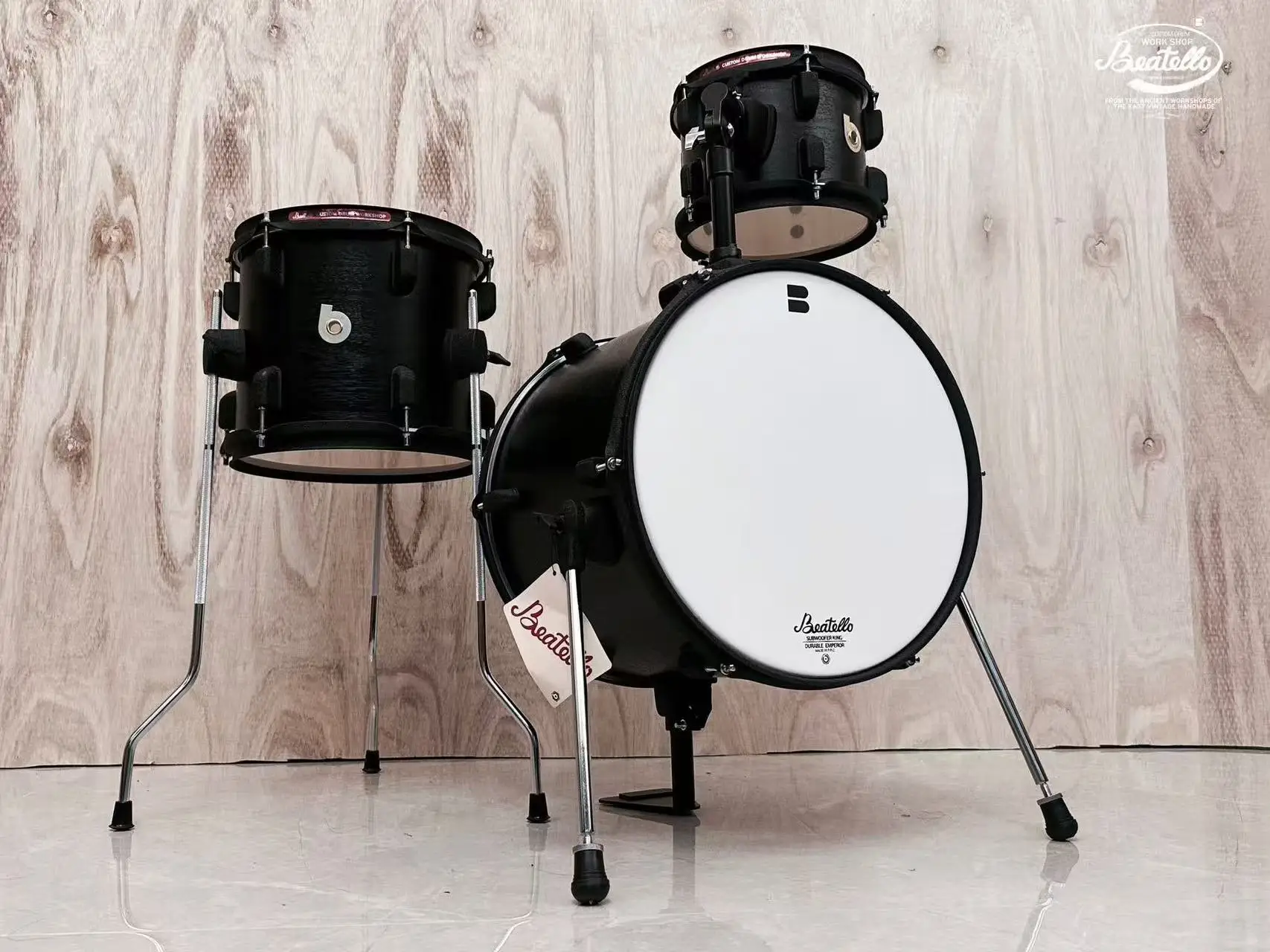

JBK Small-sized 3Pcs Bass Drum & Tom-toms Drum Set Beginners High Quality Percussion Instrument Jungle Portable Drum Set