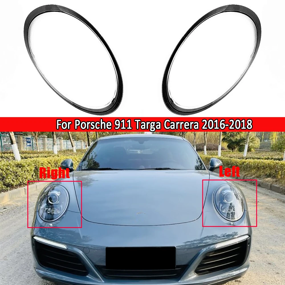 

Headlight Transparent Cover Lampshade Headlamp Cover Lamp Shell Headlights Lens Silver Grey Edge For Porsche 911 991 2016-2018