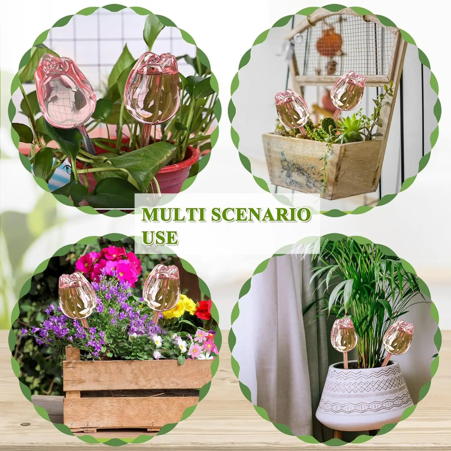 Plastic Pink Tulip Plant Watering Balls, Suitable for Indoor Outdoor Plants, Automatic Watering , and  Automatic Plant Drippers