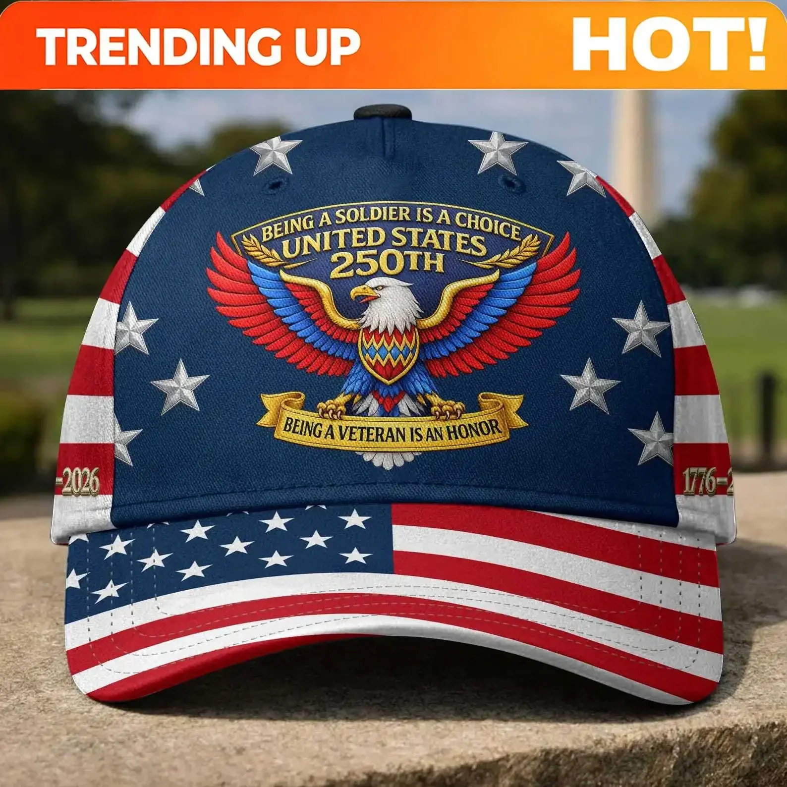Customization 250th Anniversary USA Baseball Cap, Being A Veteran Is An Honor Hat, 4th Of July Gifts For Veterans, Independence