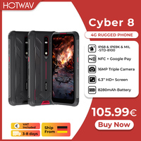 [Ship From Germany] HOTWAV Cyber 8 Mobile Phone 4GB 64GB Waterproof 8280mAh 16MP Camera 6.3'' NFC Android 11 Rugged Smartphone