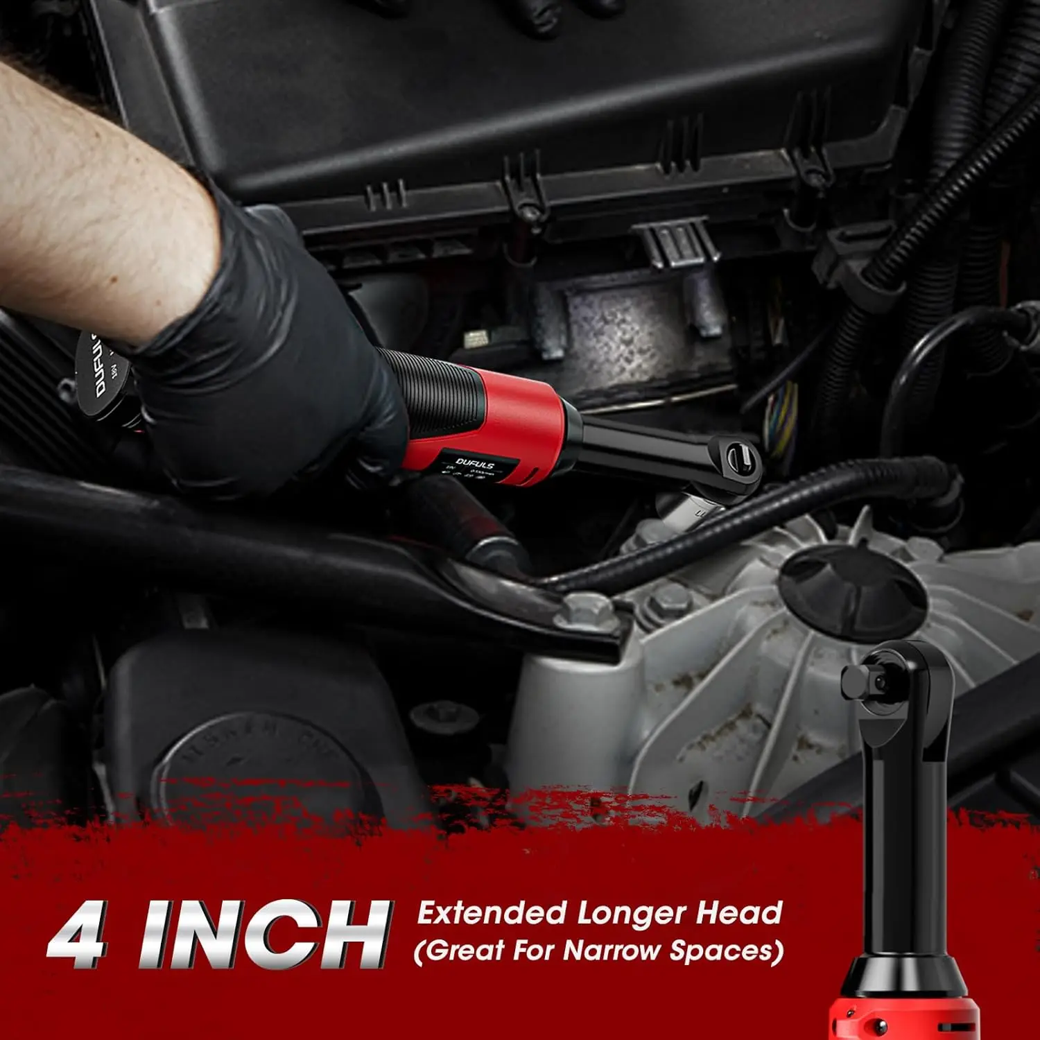 3/8' 18V 무선 라쳇 렌치, 550RPM, 40 Ft-Lbs, 4인치 전동 라쳇, 2x 2000mAh 배터리 및 충전기 포함, 8개 소켓 포함