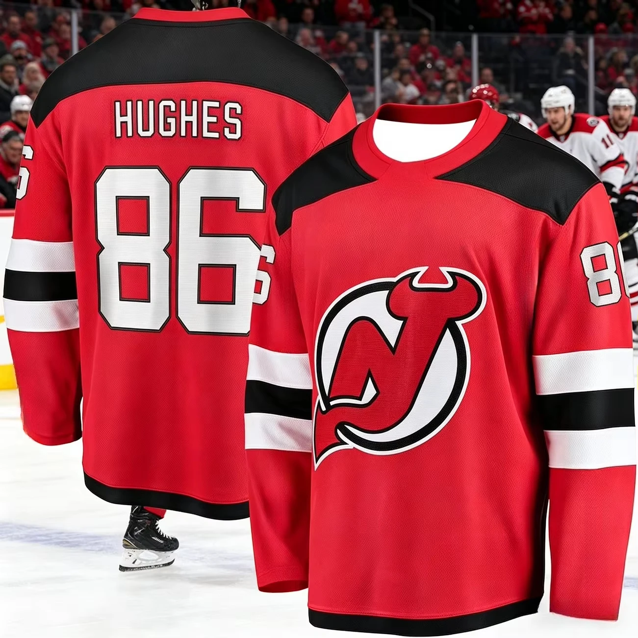 2026 Hotsale New Jersey Men's New Ice Hockey Training Suit 3D Printed Devil Team Sports Quick-Drying Long-Sleeved Shirt Family