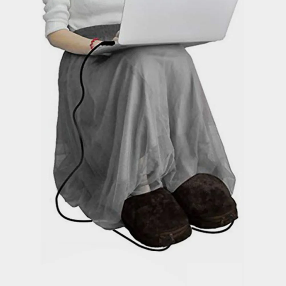 

USB Heated Winter Foot Warmer Foot Heating Tool Brown Portable Warm Supplies Comfort Tool for Home Office
