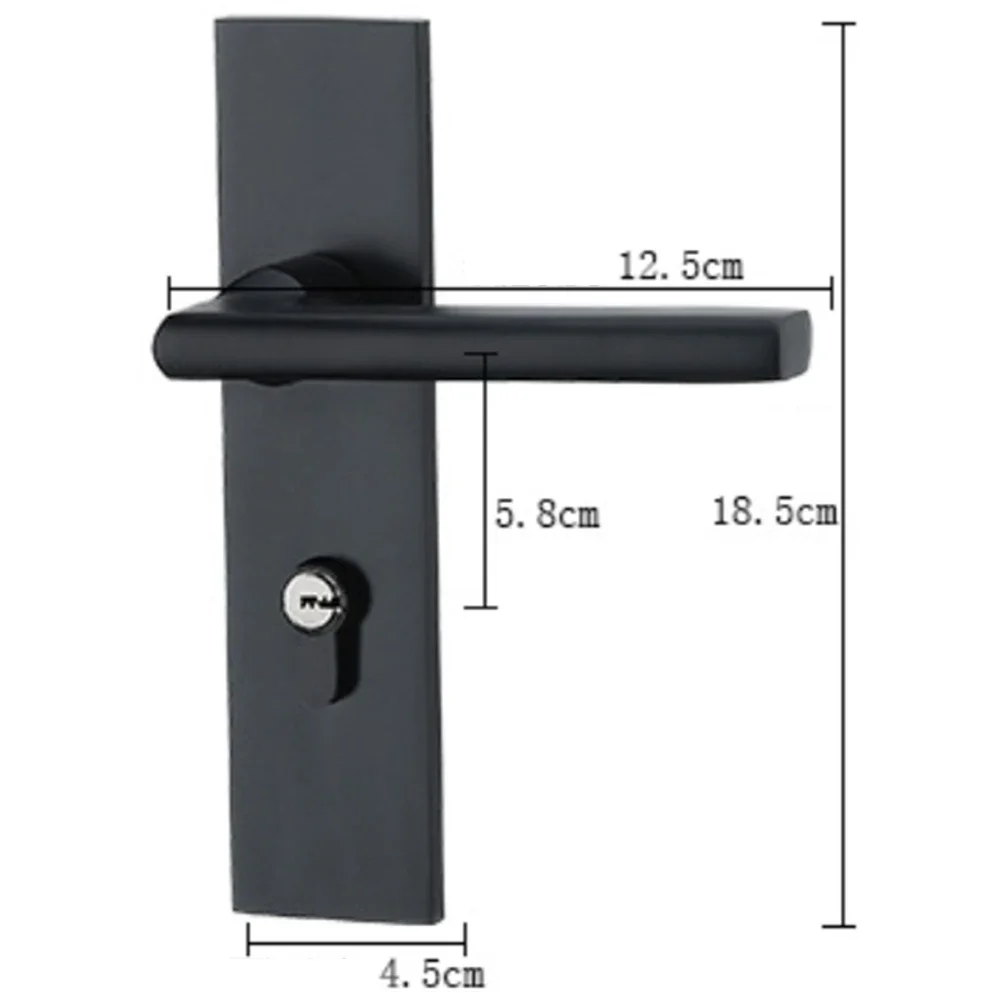 Security Door Handle Space Aluminum Panel Thickened Door Handle Black Door Lock Set Mortise Locks Household Hardware