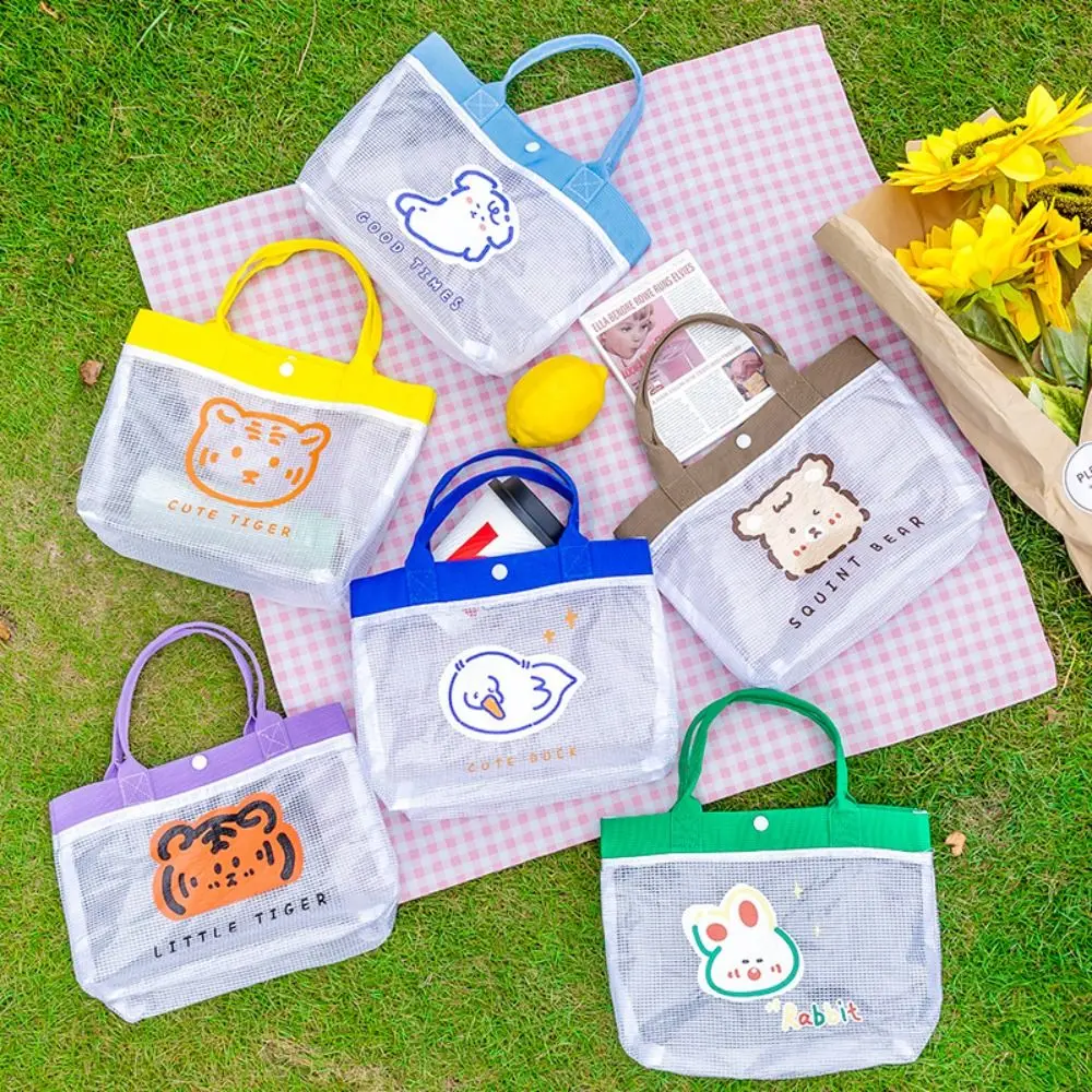 

Portable Transparent PVC Tote Bag Large Capacity Cosmetic Case Waterproof Beach Bag Colorful Animal Cartoon Storage Bag Travel