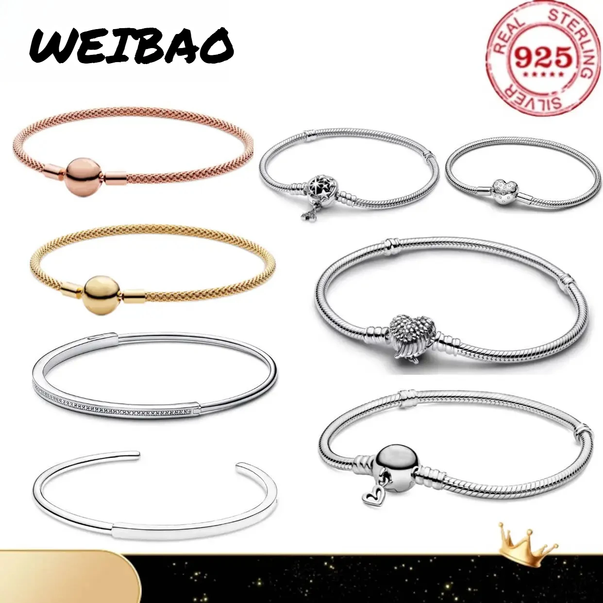 

Hot selling 925% pure silver heart-shaped rose circular snake bone bracelet for women DIY luxury fine jewelry exquisite gift