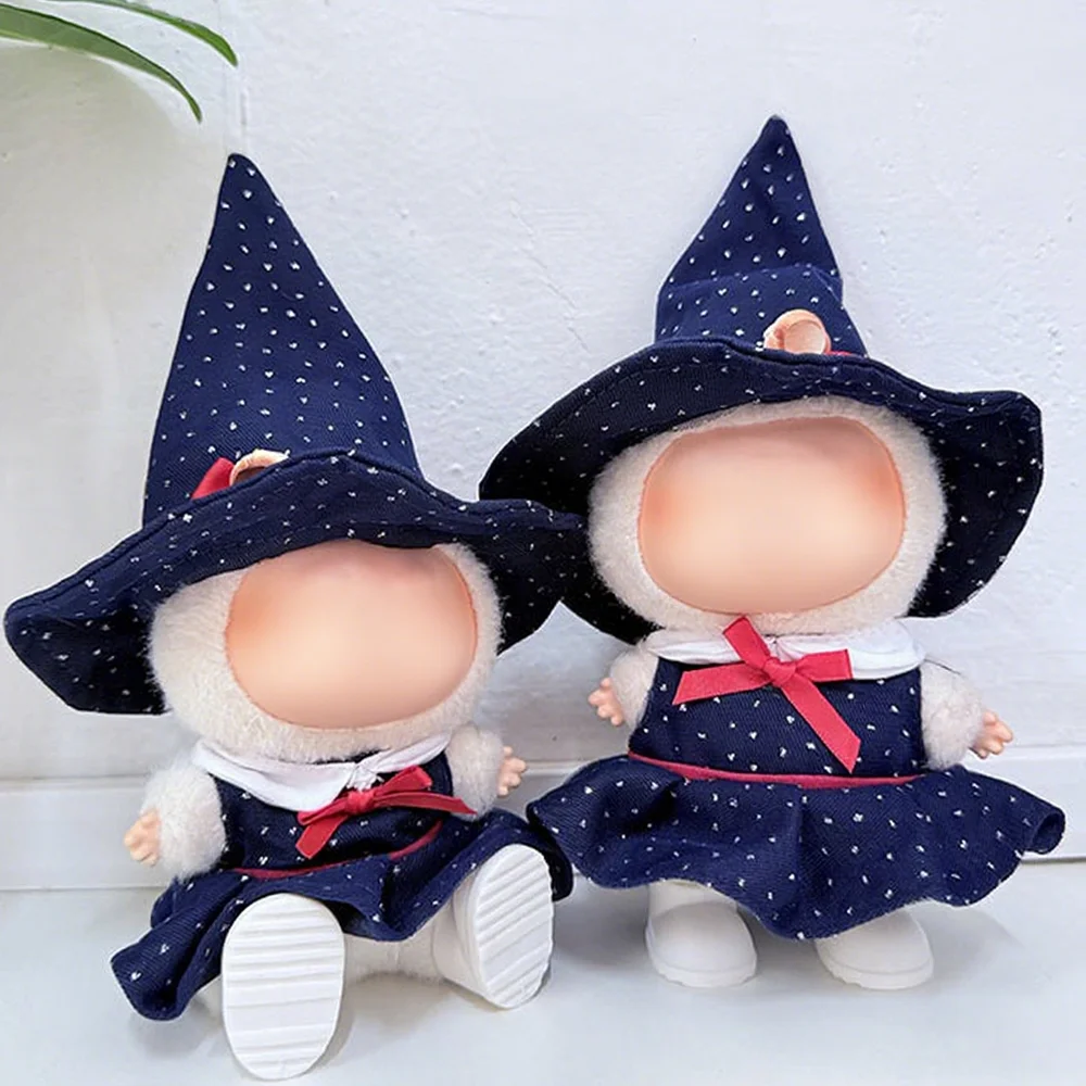 

15-17cm Plush Doll Clothes Mini Toy Clothing Accessories Witch Hat Outfit Designer Diy Pendant Decoration Halloween Party Gift